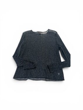 Victoria's Secret Black sparkle mesh, sheer Pink Label Knit Top